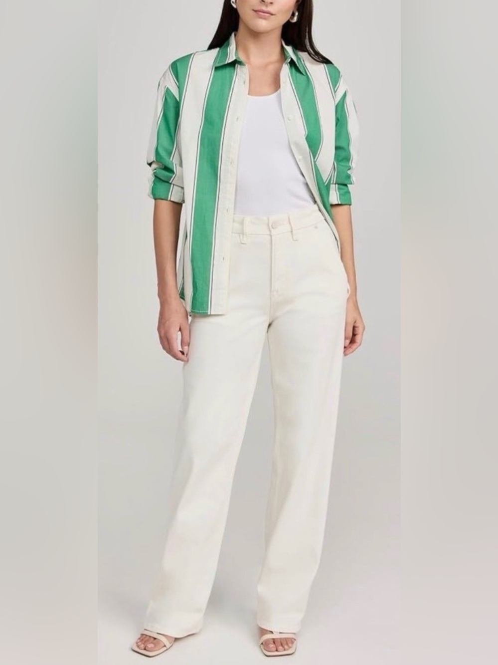 Good American Good ’90s Relaxed Carpenter Jeans Cloud White 14/32 Mid Rise